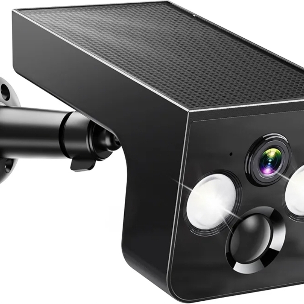Outdoor Security Camera with Dual Lights - Black